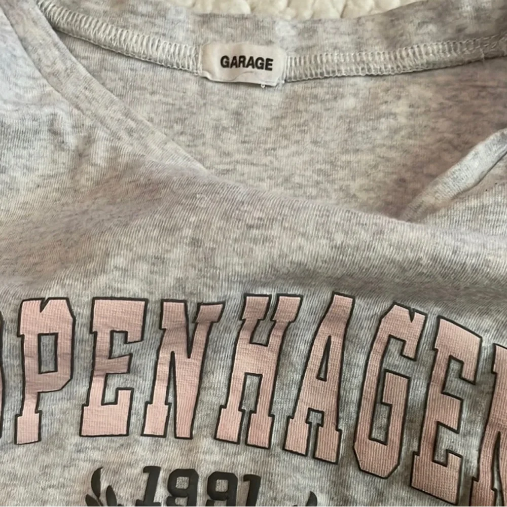 Garage Gray Crop Top with Pink Lettering - Picture 2 of 4